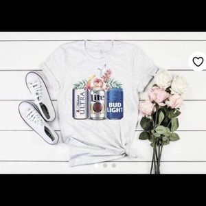 Floral Beer Can V Neck T-shirt
